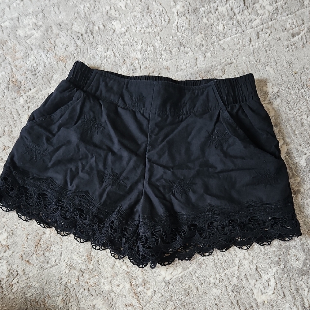 Xhilaration Black High Waist Lace Trim Shorts